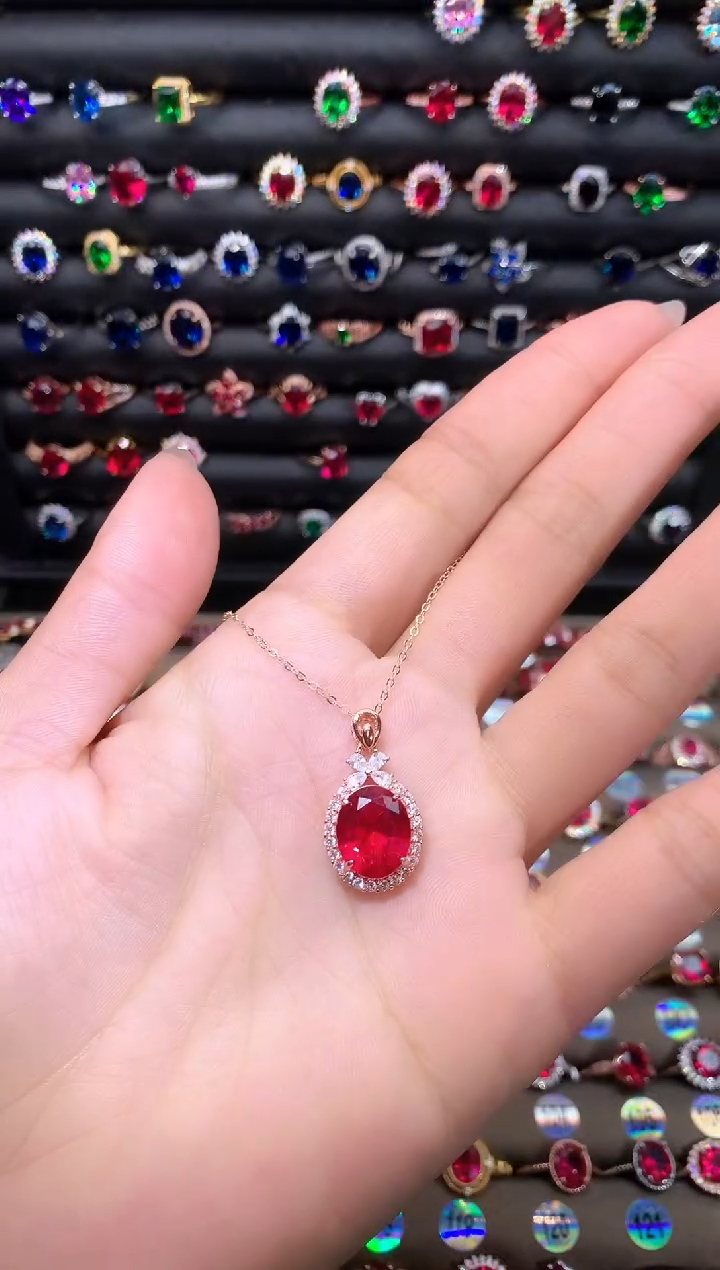 【闪购商品】红宝石吊坠(赠链)银S925镶嵌1012