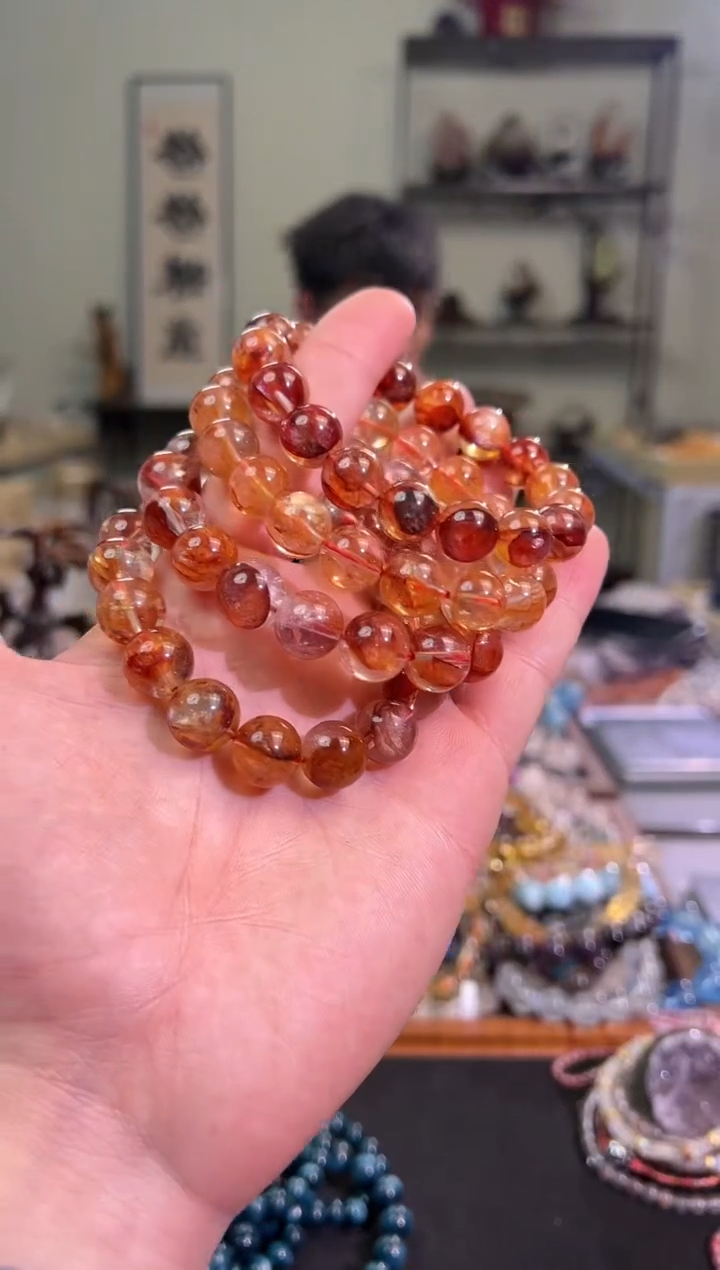 【闪购商品】水晶手链未镶嵌12mm+红胶花手串（多样性发其一）