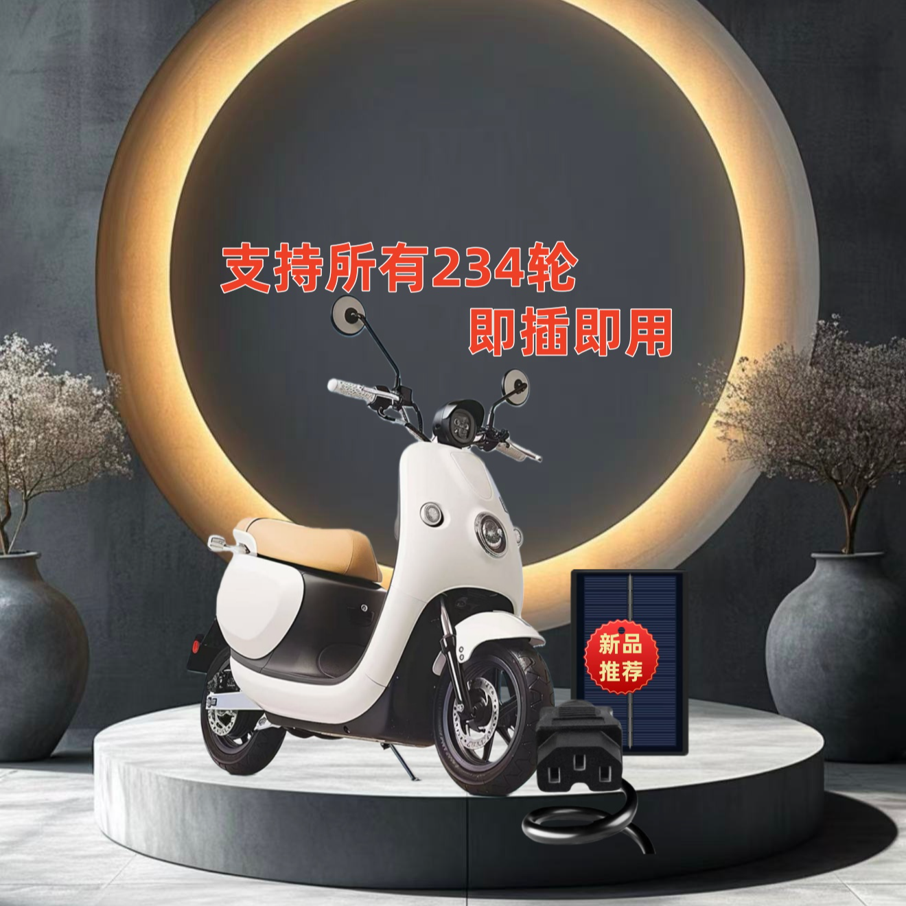 【自配转接头】电动车太阳能 多轮 均可用