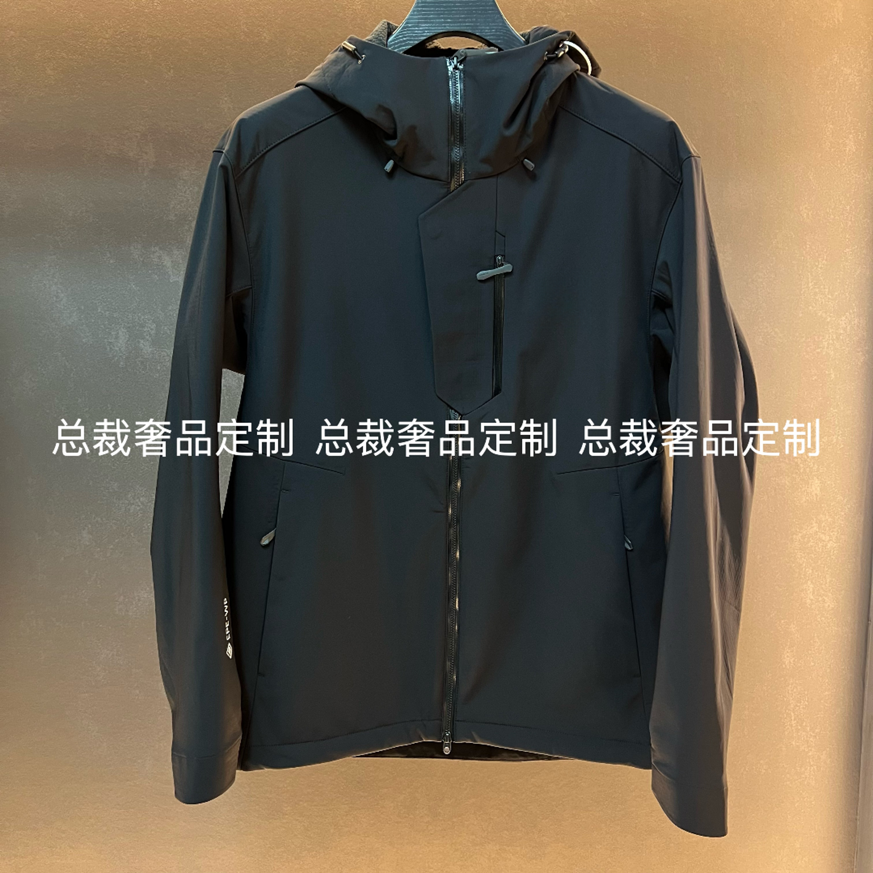 【J8026】秋季轻奢纯色连帽夹克潮流百搭气质男士商务防风时尚夹克