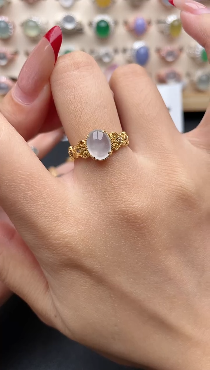 【闪购商品】翡翠戒指银S925镶嵌一物一证一礼盒