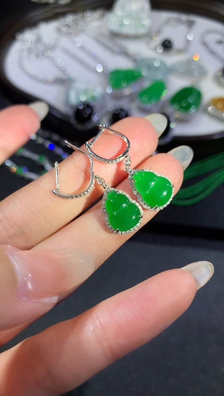 【闪购商品】翡翠耳饰18K金镶嵌39-耳饰