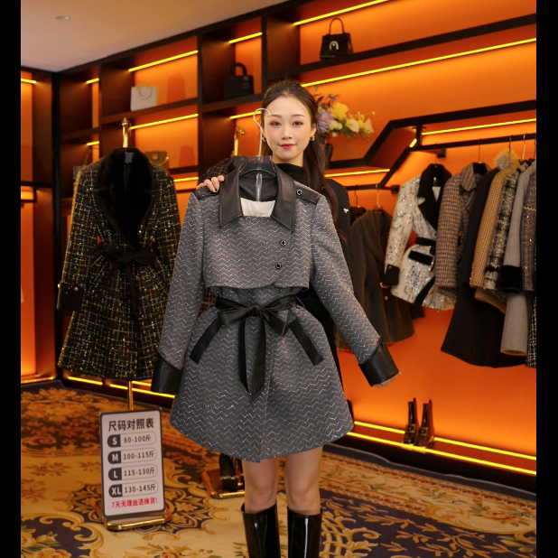 【DG】设计师气质翻领修身型羽绒服厚款冬季中长款女装 Y887