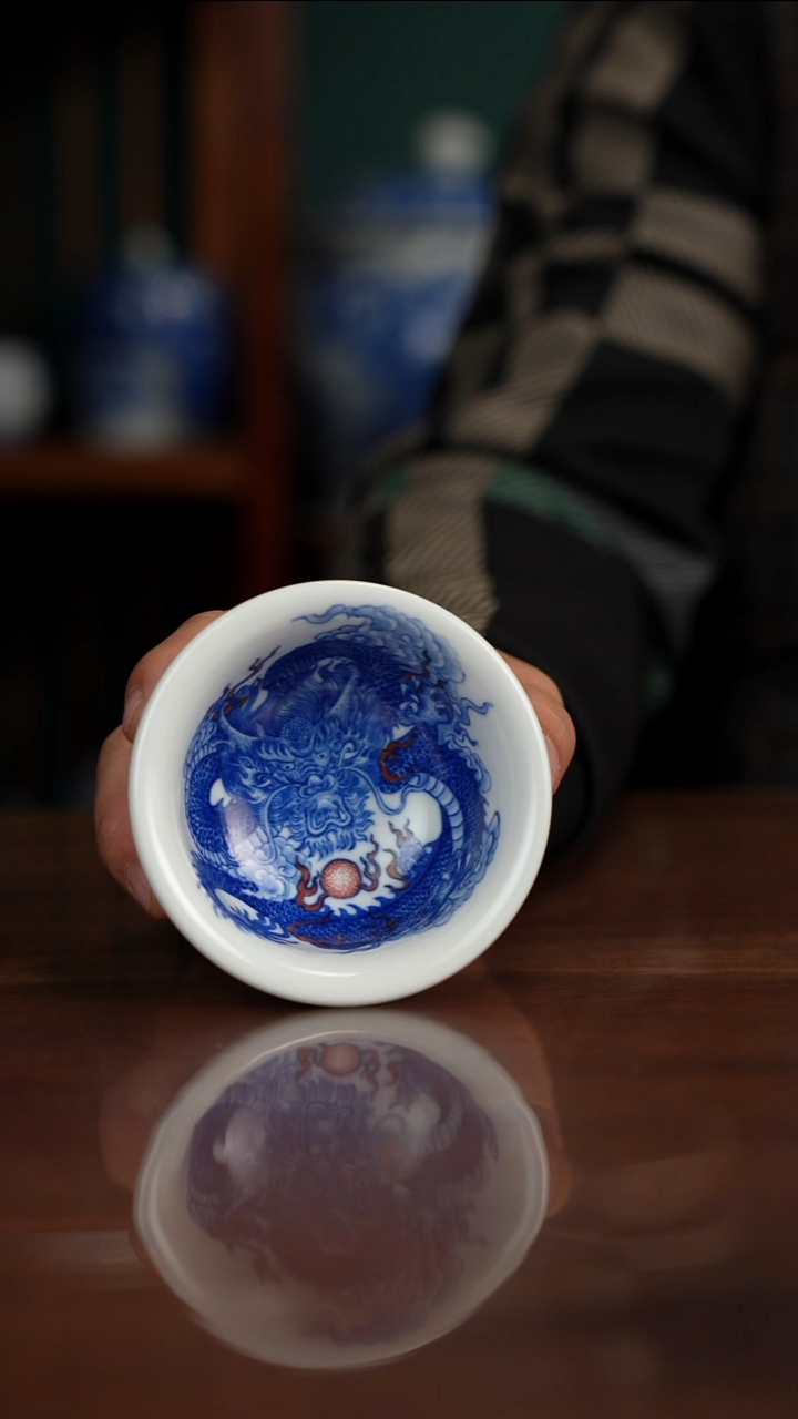 自成堂柴窑青花双龙