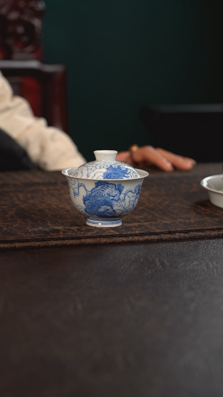 【闪购商品】杯聚澜堂狮子滚绣球盖碗