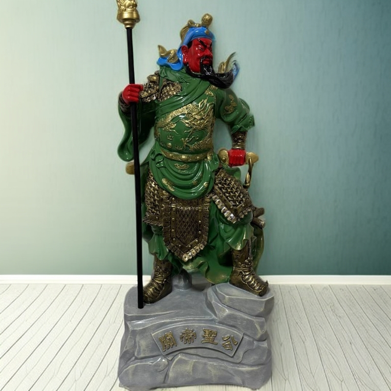 手工彩绘招财横刀关公像关二爷武财神客厅办公室店铺开业招财摆件