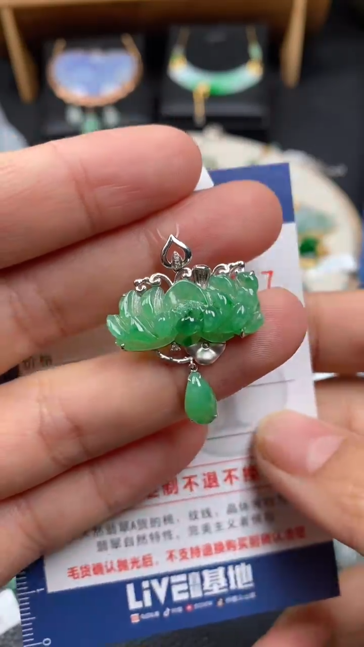 【闪购商品】翡翠颈饰18K金镶嵌翡翠净货27895