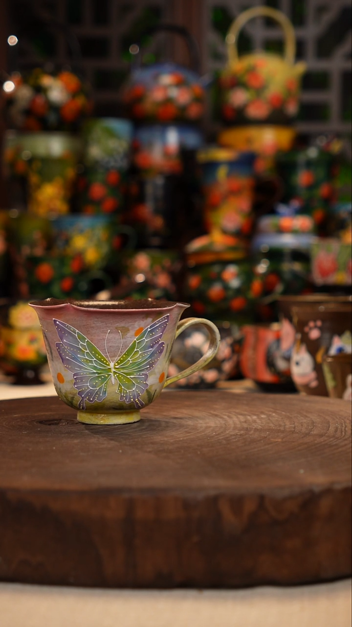 紫砂油画手绘釉下彩