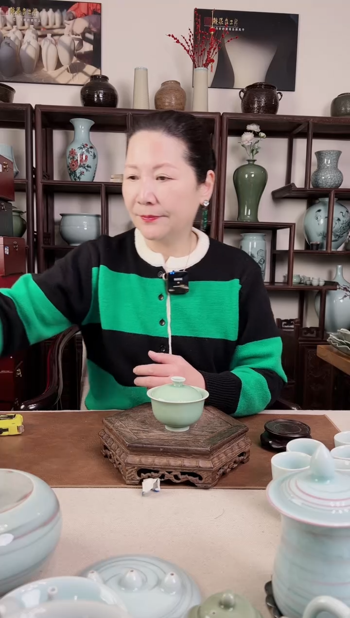 【闪购商品】杯青瓷 梅青 二才盖碗