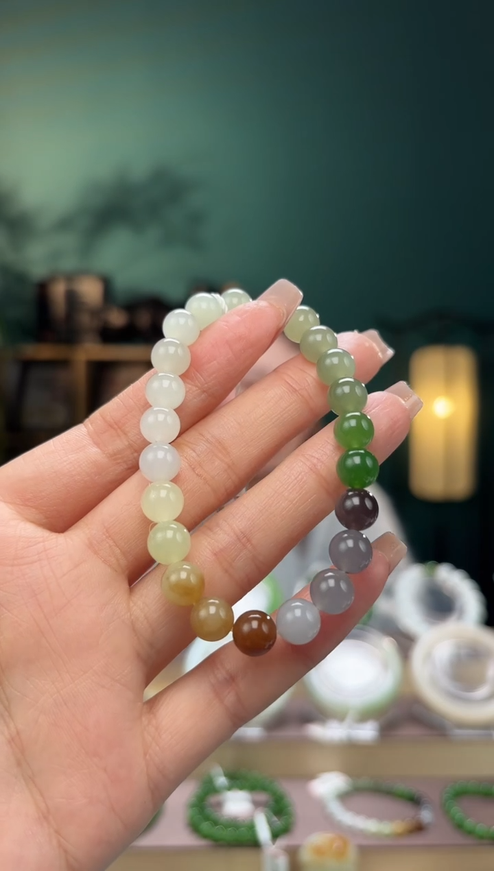 【闪购商品】和田玉手串未镶嵌卡8多宝手串多样性