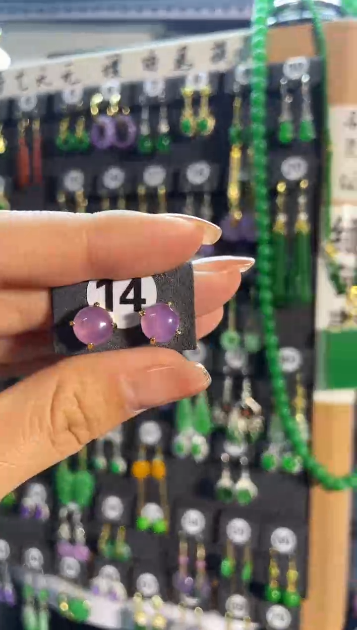【闪购商品】翡翠耳饰银S925镶嵌14...