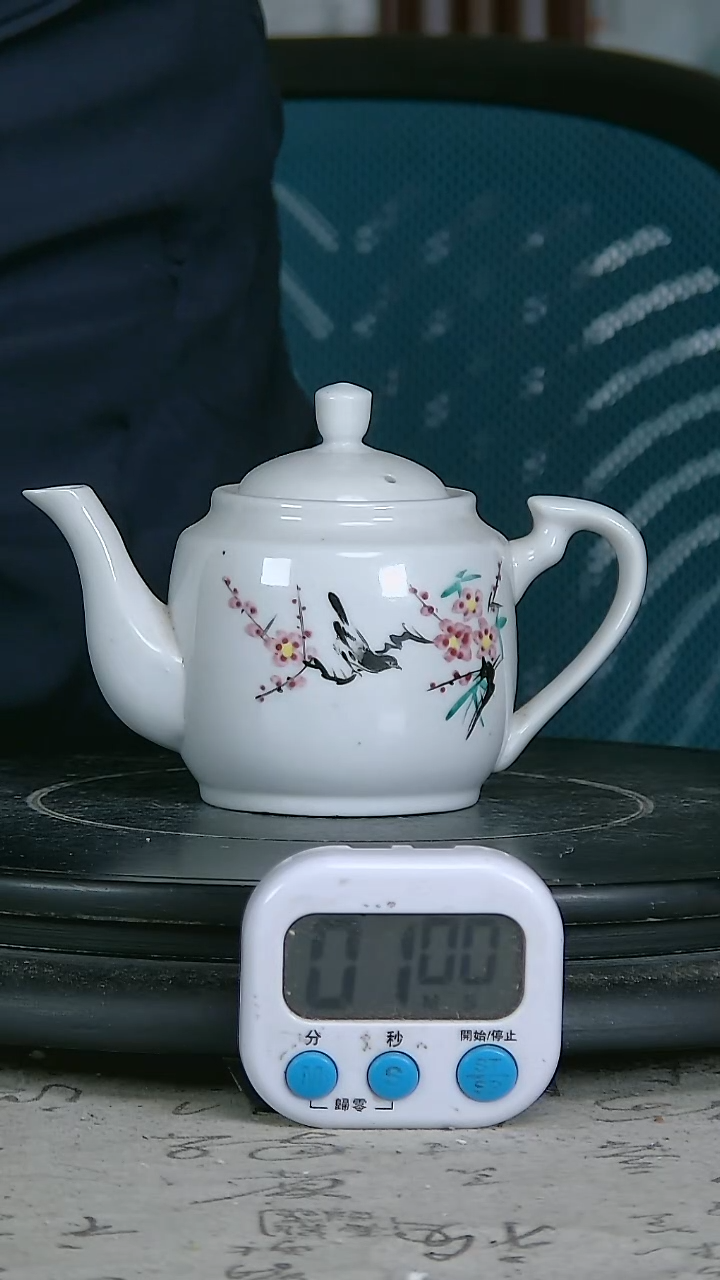 陶粉彩精绘花鸟图壶