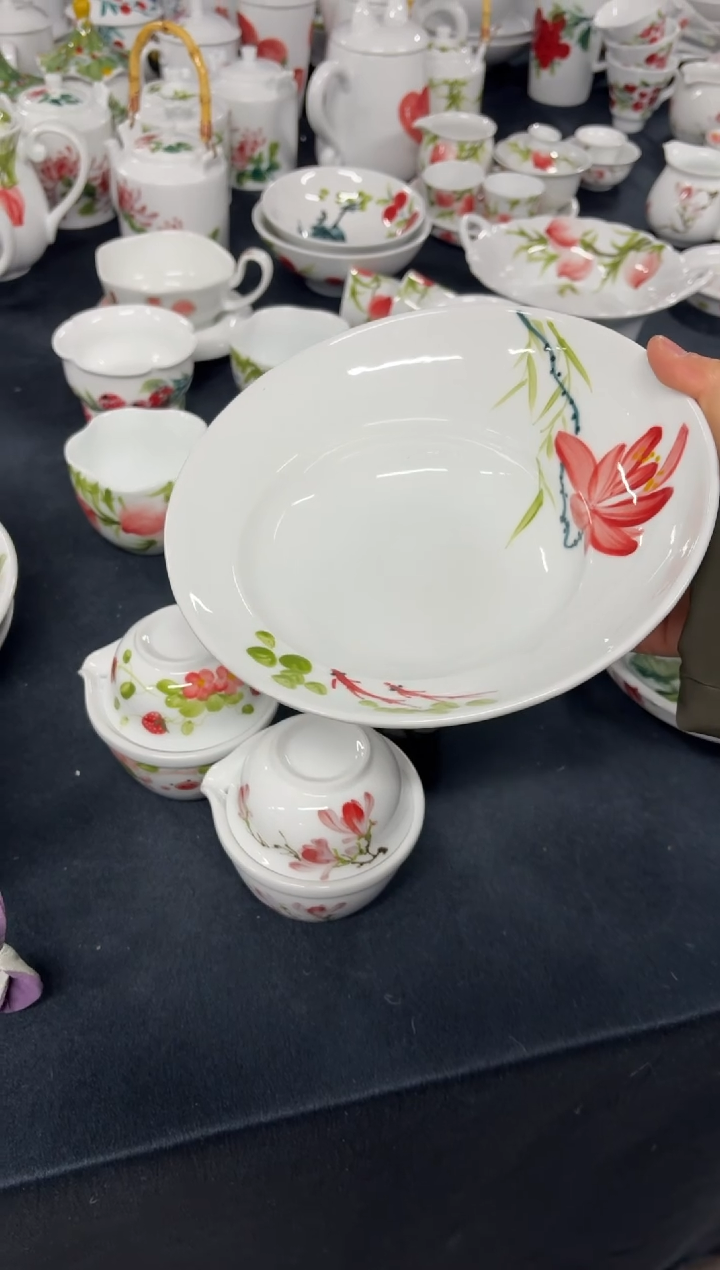 景德镇高温陶瓷食品级手绘釉中彩餐具-海螺盘