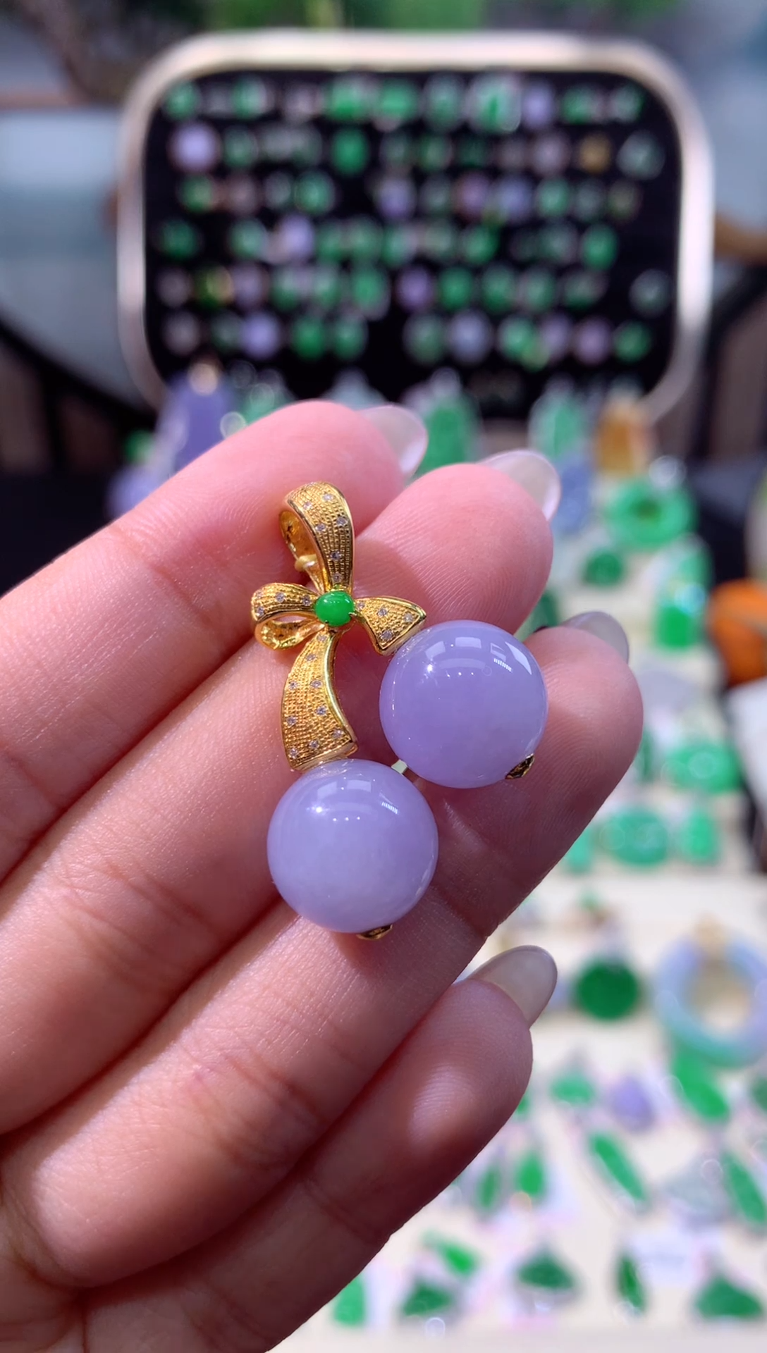 【闪购商品】翡翠颈饰18K金镶嵌缅甸天然A货翡翠