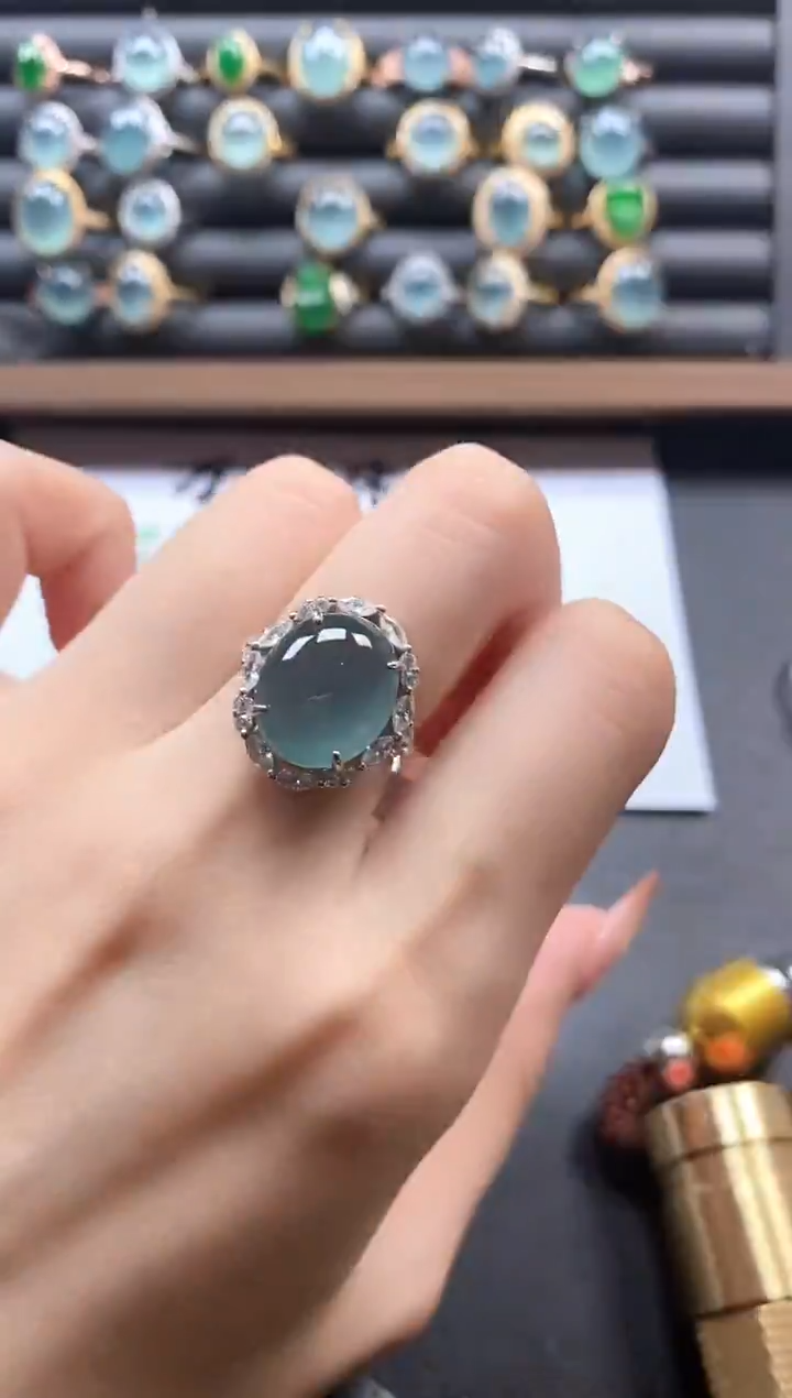 银S925镶嵌戒指翡翠51511