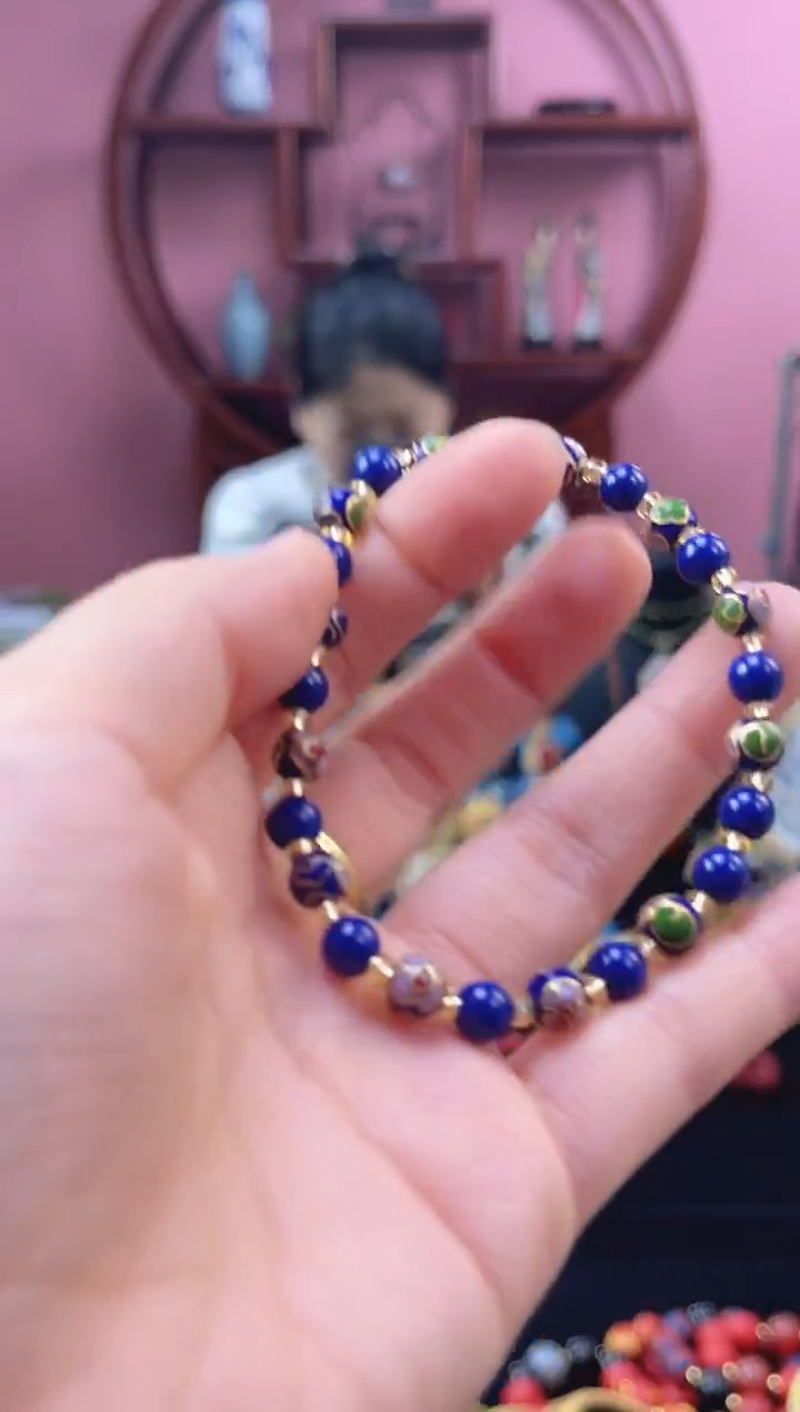 非遗 景泰蓝 手串 0.6  宝蓝