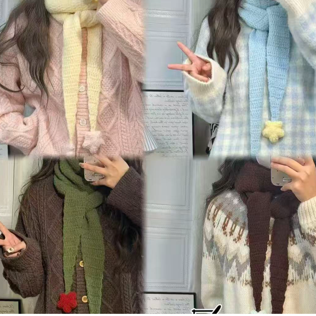 奶油风云朵慕斯可颂围巾材料包手工钩针diy材料包