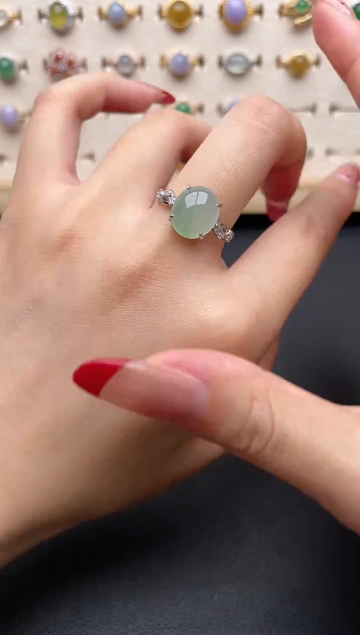 【闪购商品】翡翠戒指银S925镶嵌一物一证一礼盒