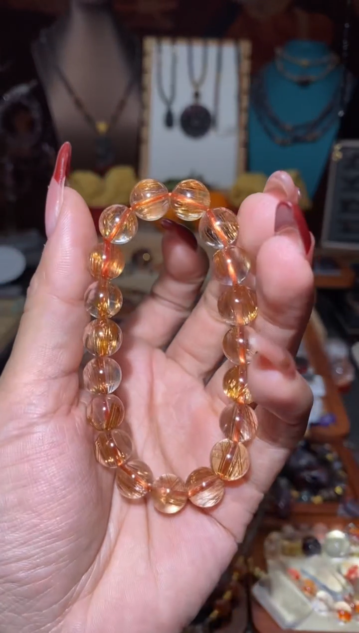 【闪购商品】水晶手串未镶嵌玫瑰钛晶约10mnm