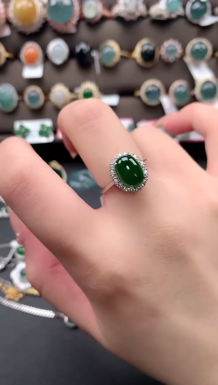 【闪购商品】翡翠戒指银S925镶嵌51241