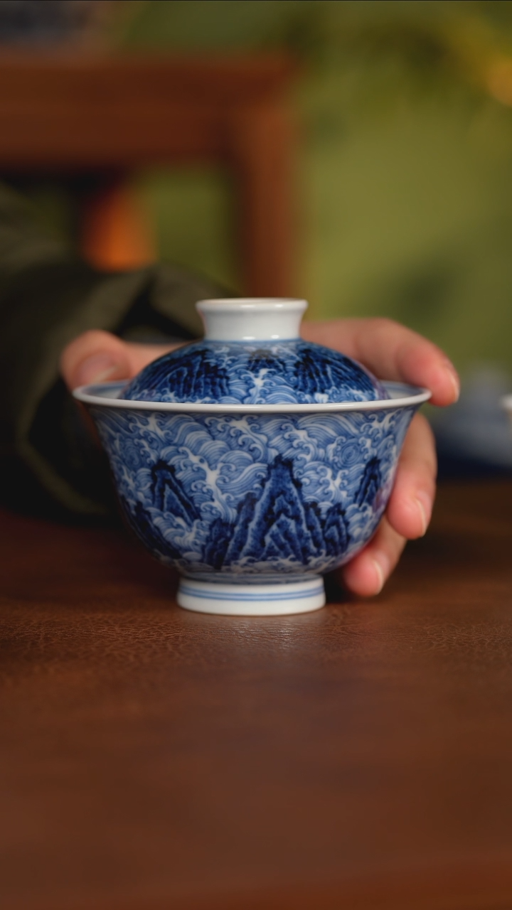 【闪购商品】杯璟然堂 江崖海水盖碗
