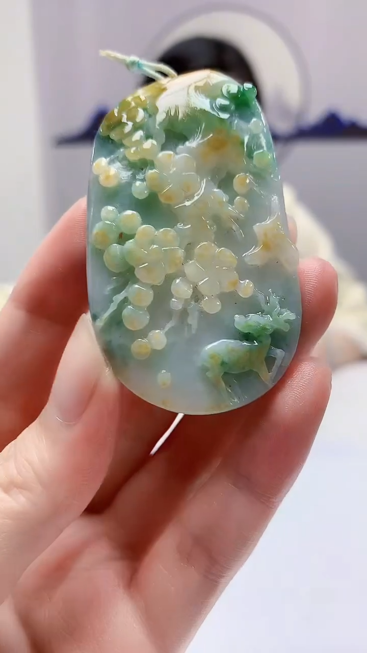 【闪购商品】定制翡翠未镶嵌0405zm-毛货挂件37鹿牌