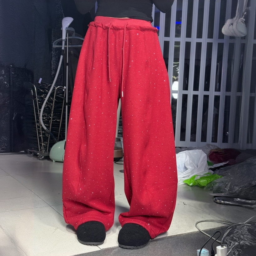 小凤家/新款重工艺水钻/加绒阔腿裤休闲百搭/年货款