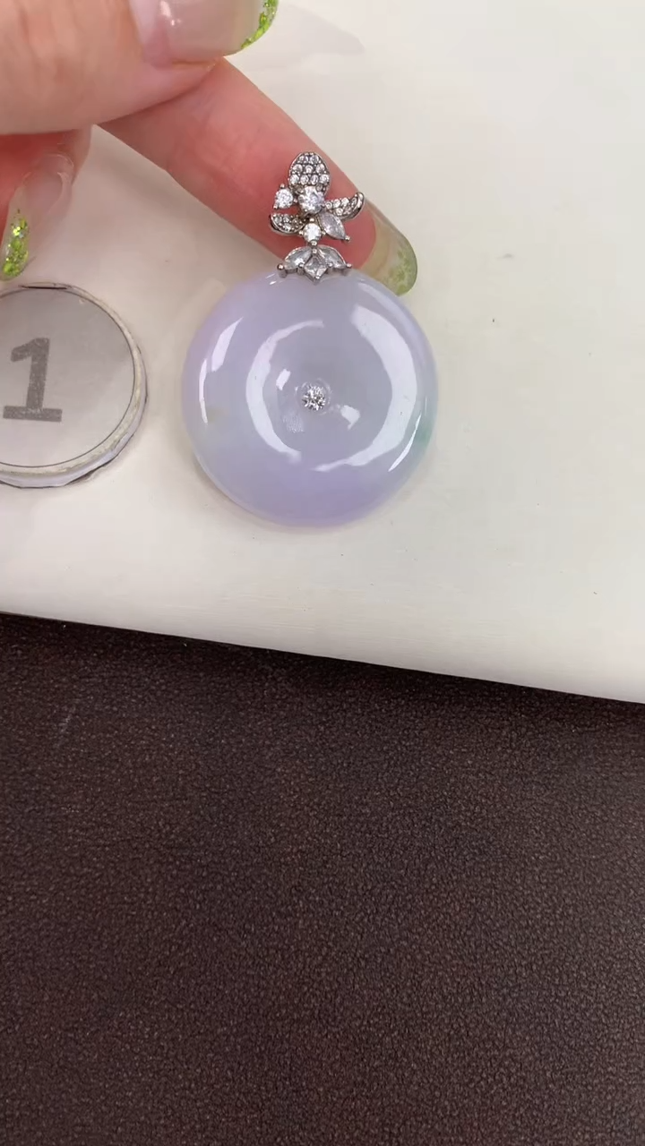 颈饰银S925镶嵌翡翠天然缅甸a货翡翠