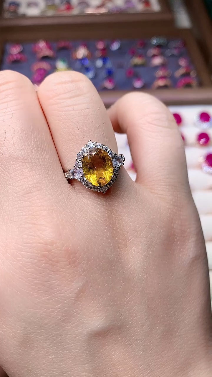 【闪购商品】黄晶戒指银S925镶嵌0000