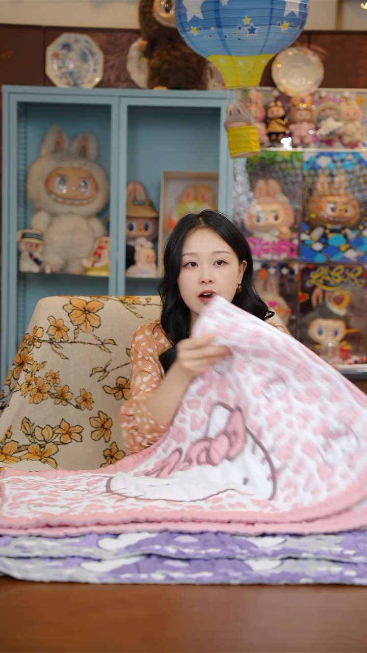 68-云朵泡芙纯棉纱布一对枕巾-粉色+紫色