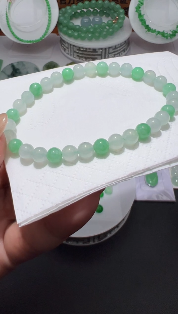 【闪购商品】定制翡翠未镶嵌5.3mm+手串单圈