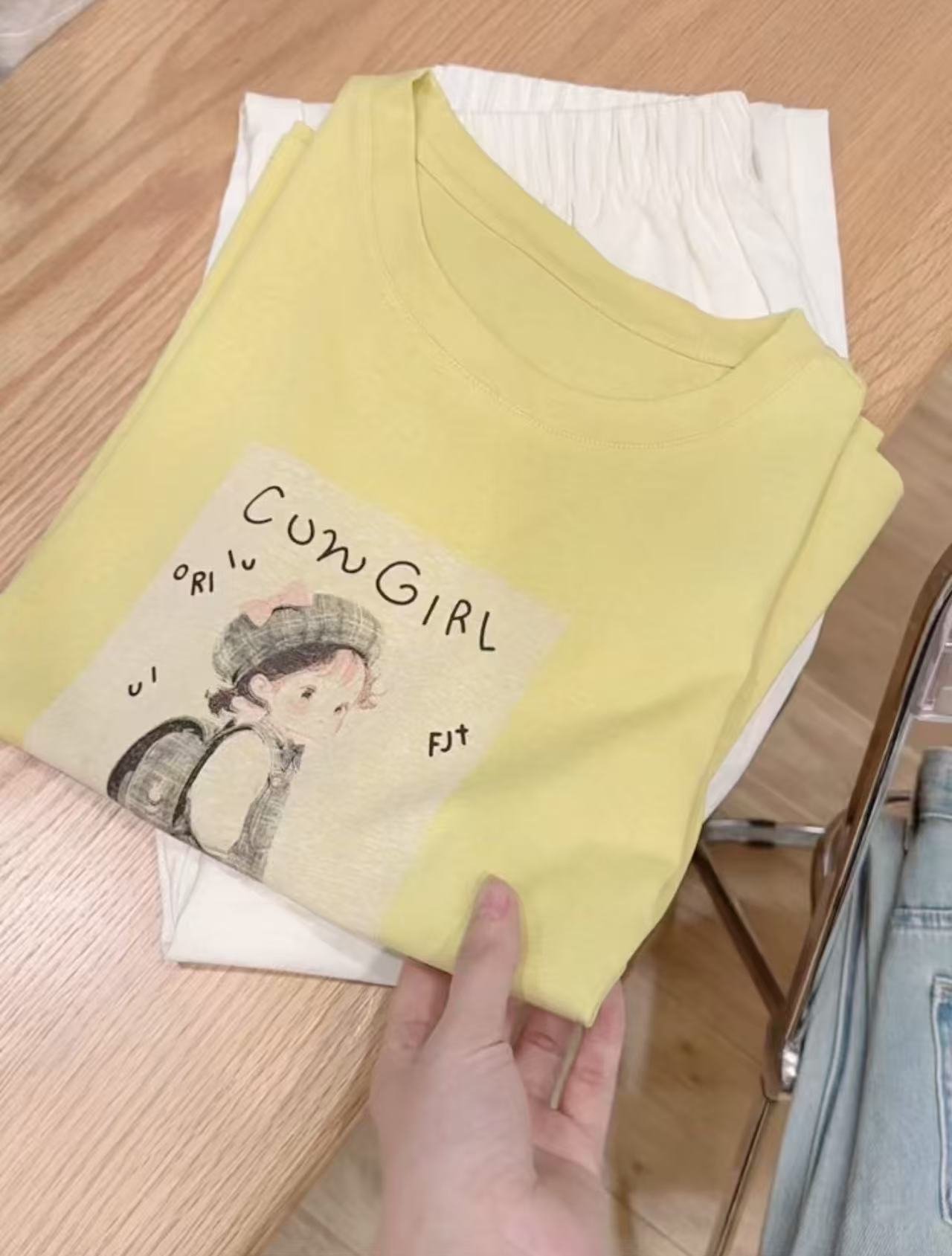 七言家巨好看！背包女孩雪花棉柔软短袖8