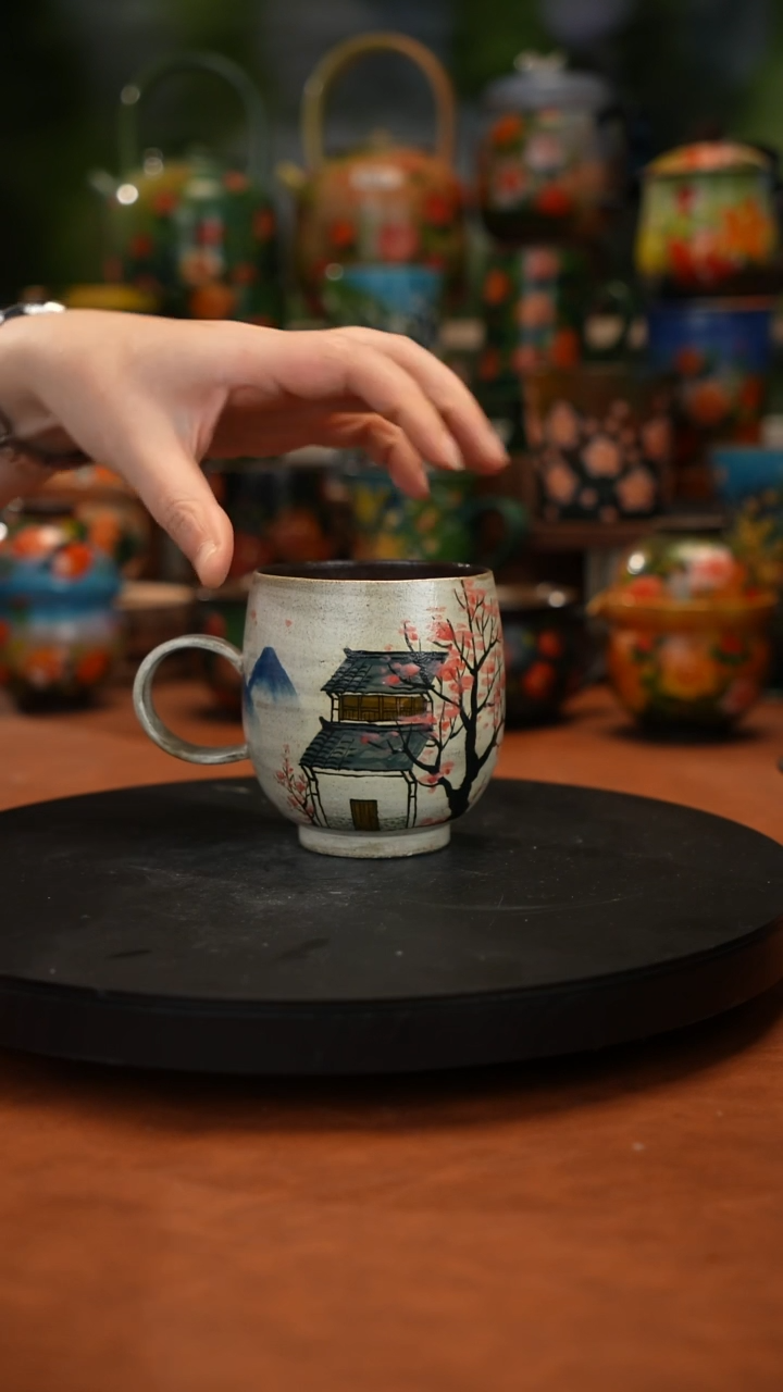 紫砂油画手绘釉下彩