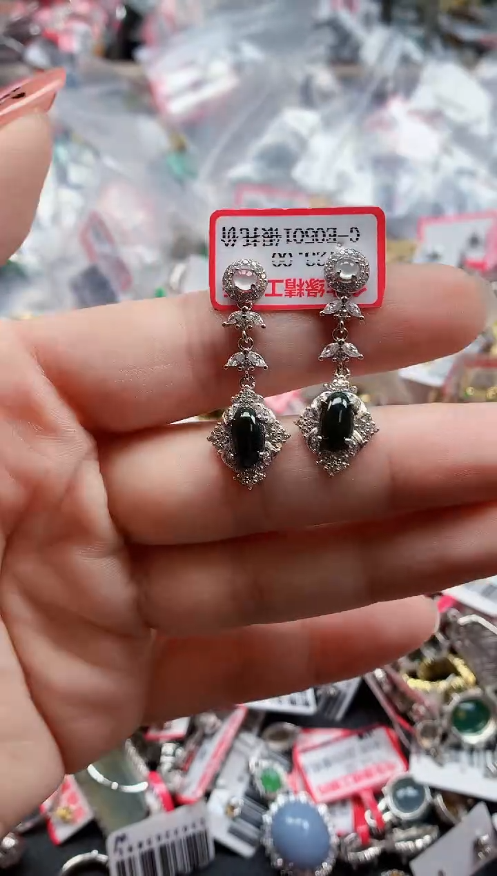 银S925镶嵌戒指翡翠天然A货缅甸翡翠