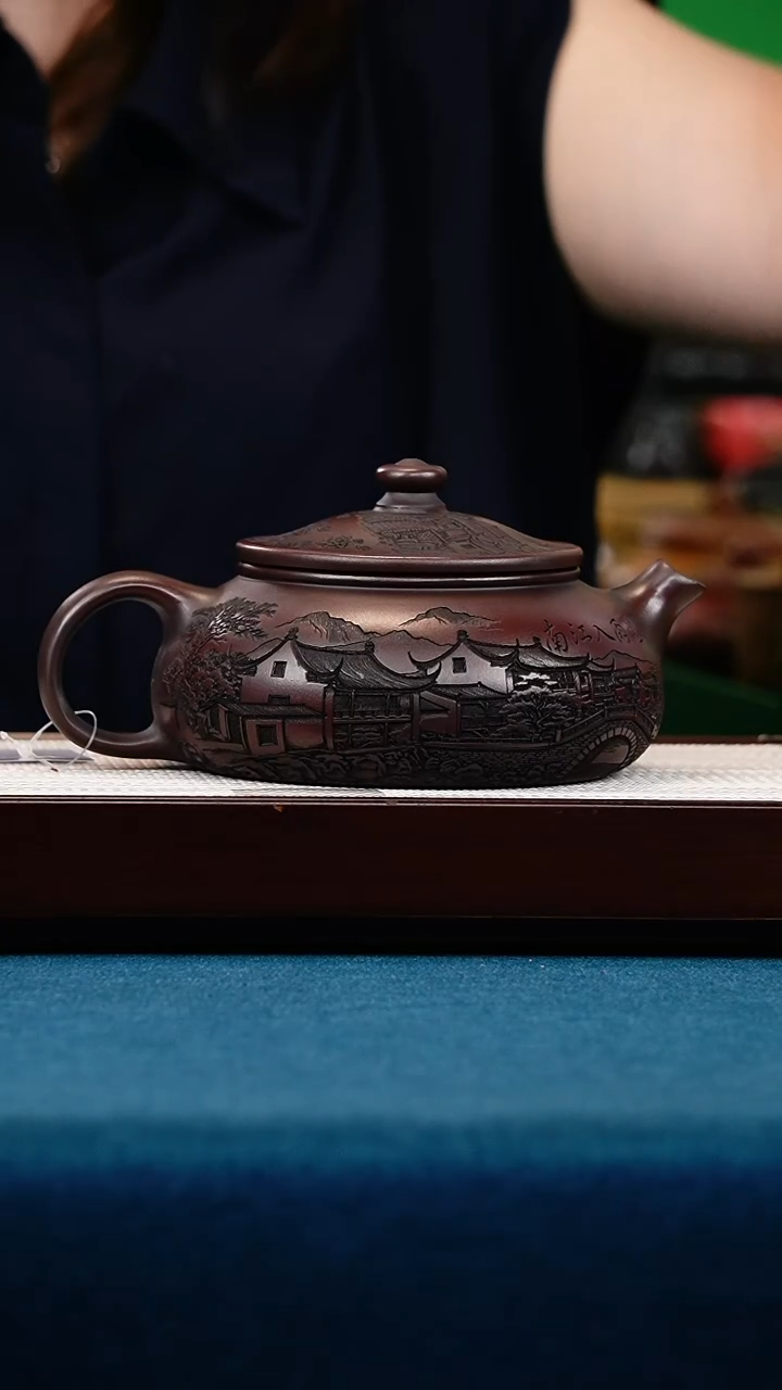 茶壶紫砂古乌泥寒江