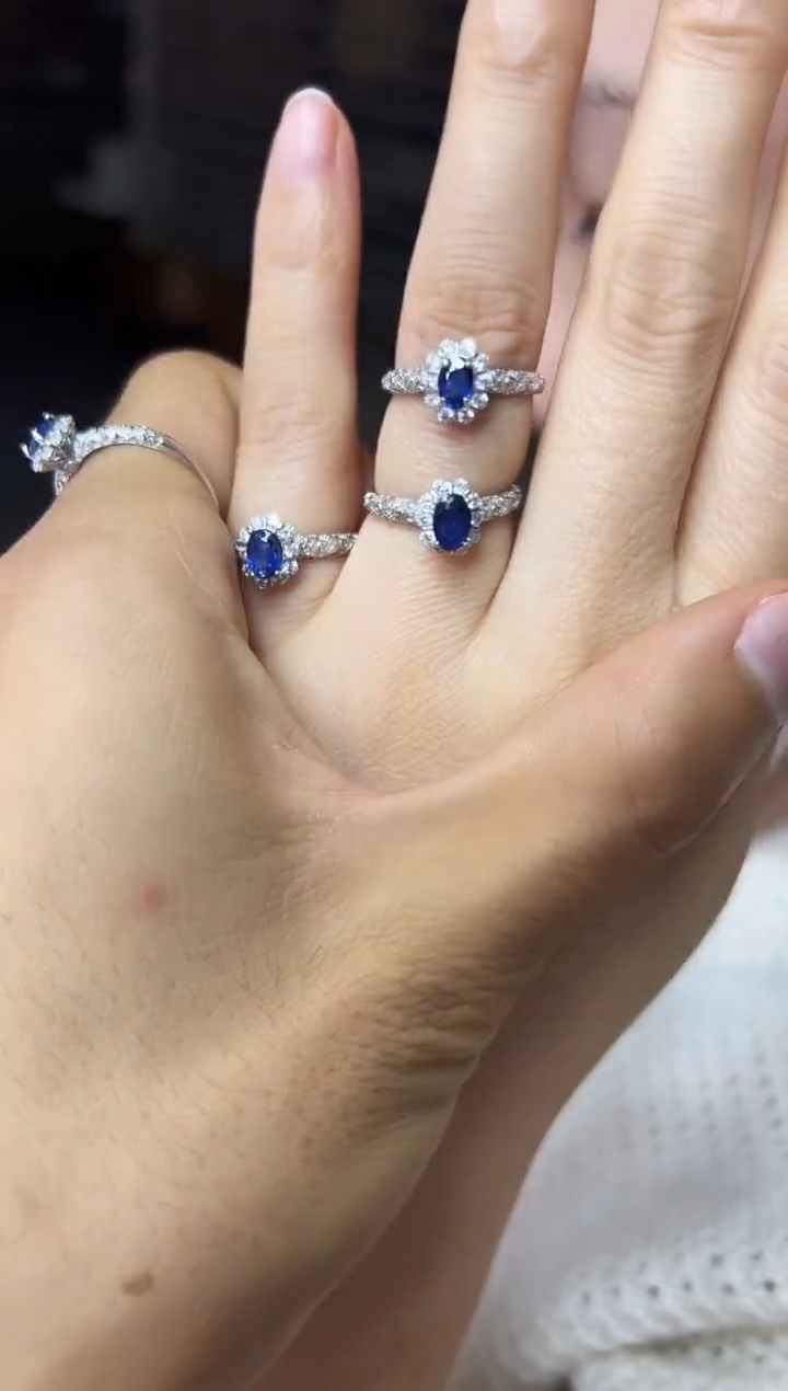 戒指蓝宝石银S925镶嵌1209m021多样性发其一