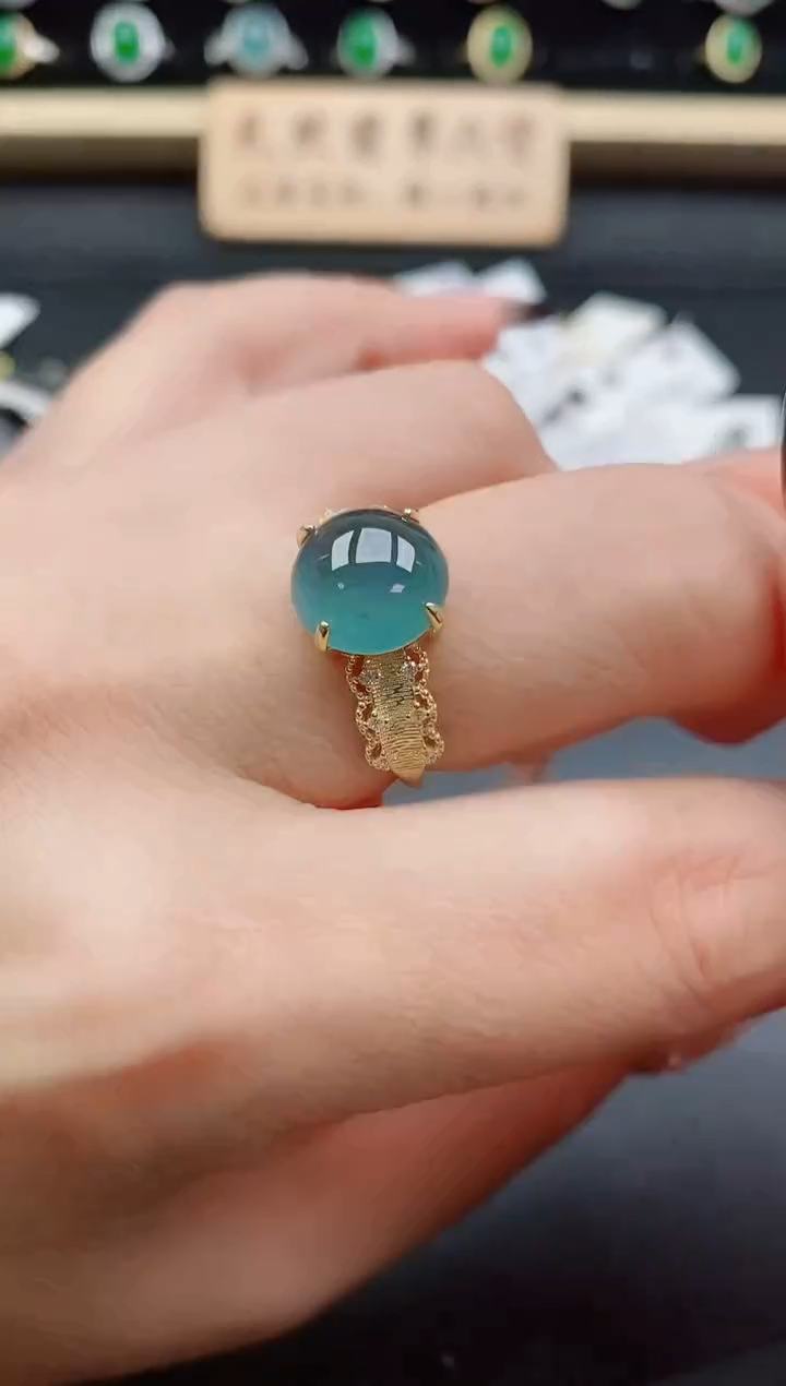 银S925镶嵌戒指翡翠1