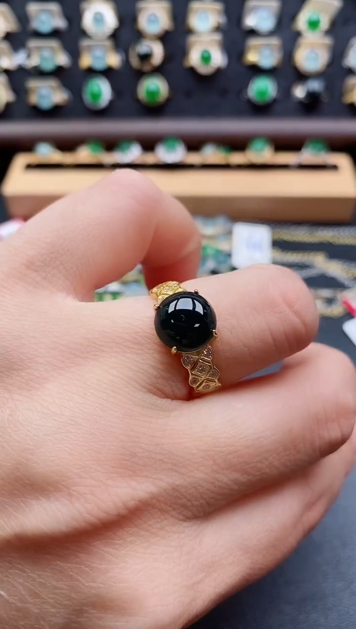 银S925镶嵌戒指翡翠1