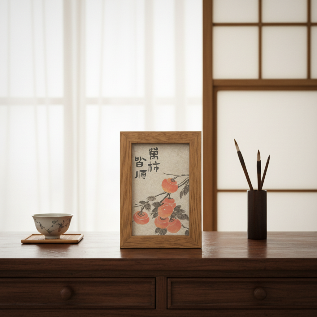 SJ-6寸-313C-21万柿皆顺原木色相框摆台