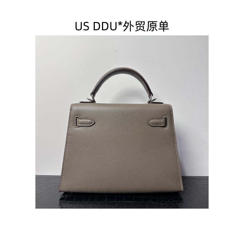 A178 大象灰银扣凯莉22外缝法羊皮手提包1382/D014