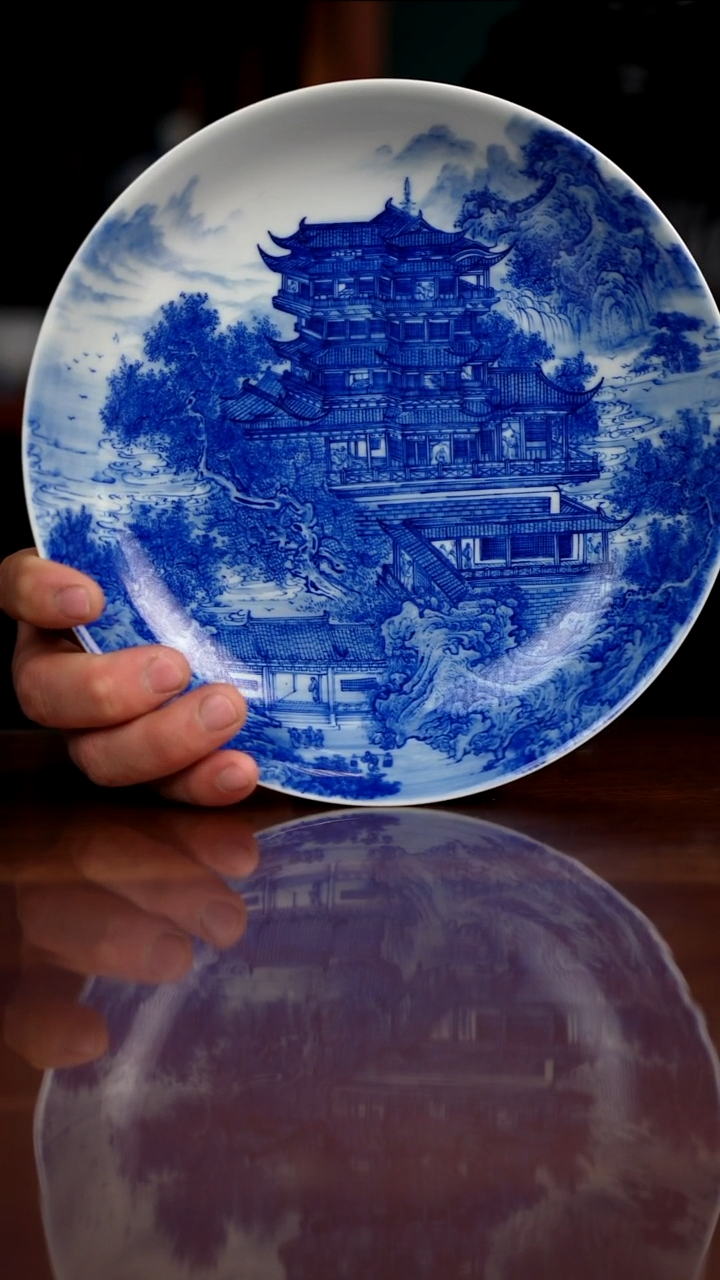 自成堂柴窑青花滕王阁