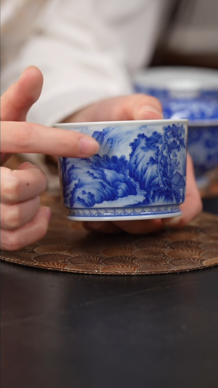 【闪购商品】杯看山柴窑青花浔阳八景