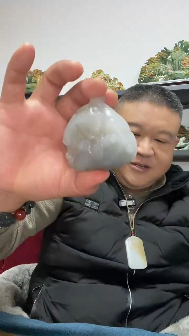 未镶嵌和田玉把件烟紫金玉满堂雕刻