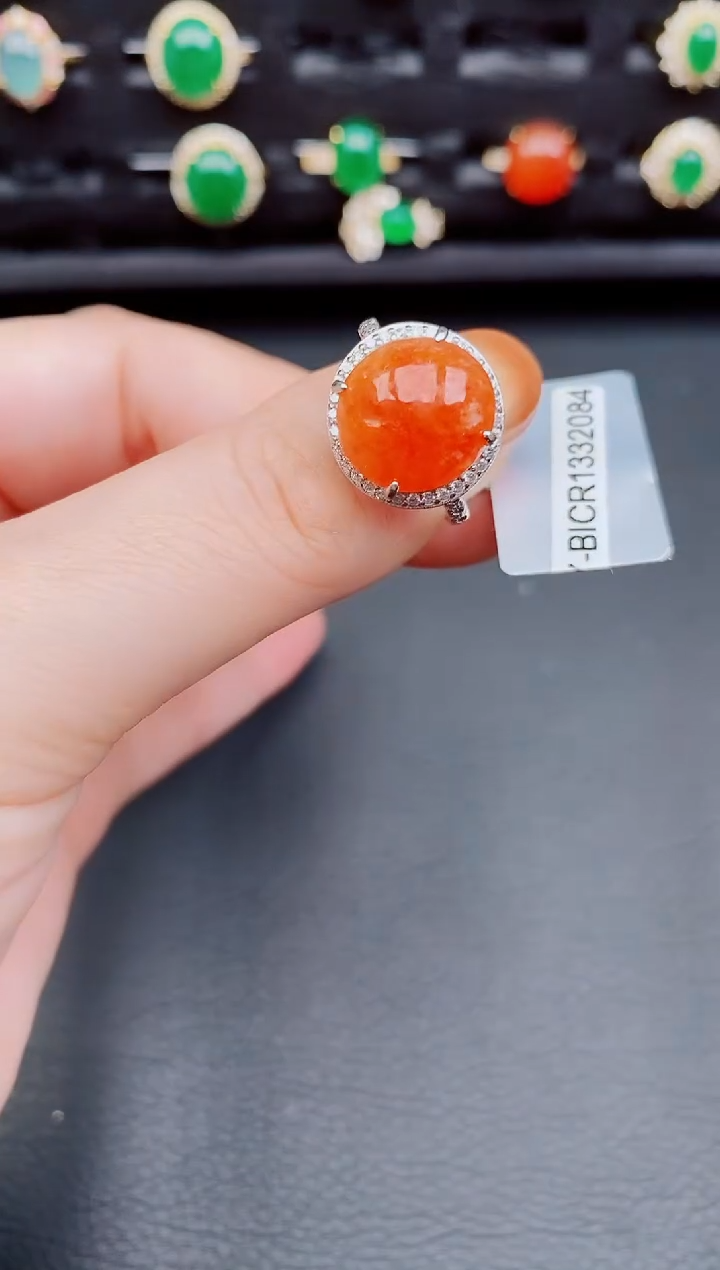 【闪购商品】翡翠戒指银S925镶嵌天然a货翡翠110