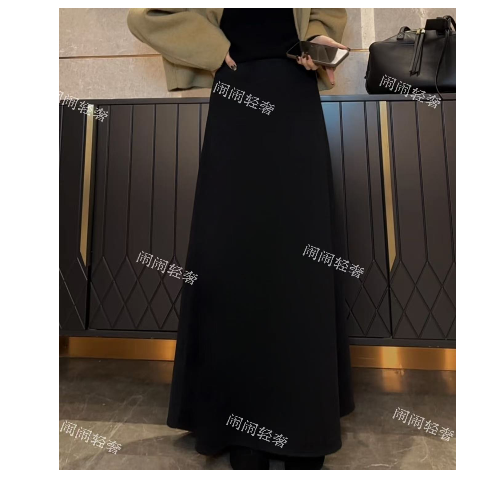 【工厂直销】高腰醋酸羊毛半身裙气质百搭冬季加厚款法式长裙