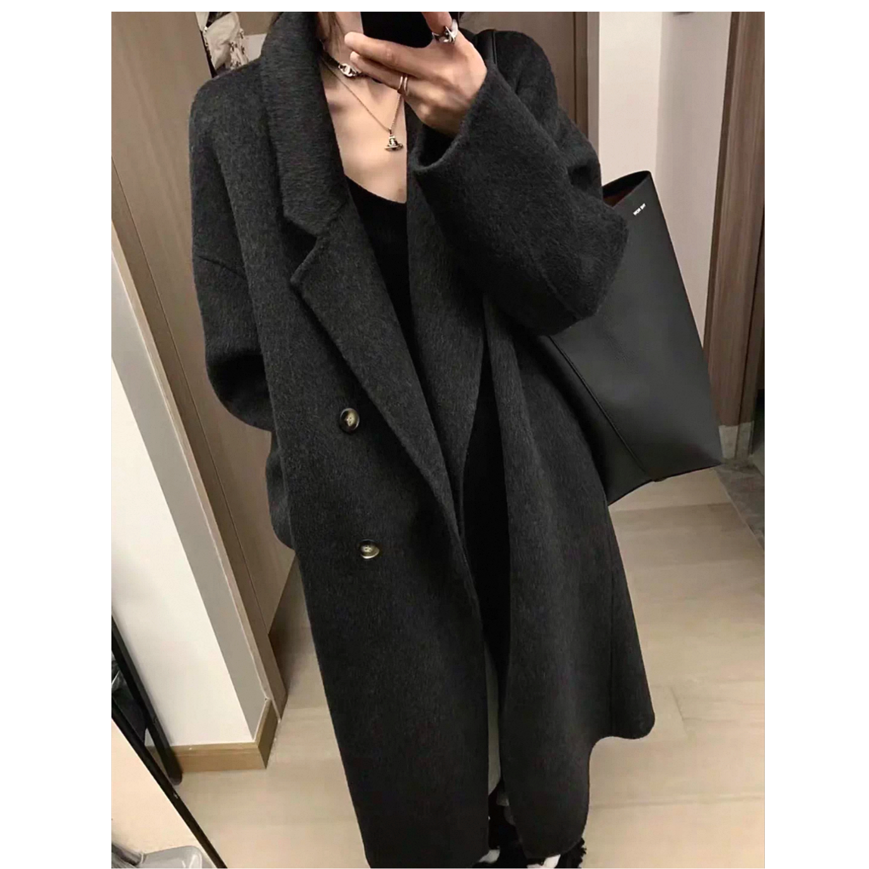 606双面羊毛大衣女中长款2025新款秋冬韩版茧型流行高级感外套