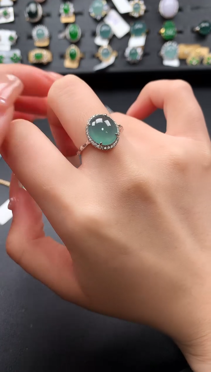 【闪购商品】翡翠戒指银S925镶嵌5214