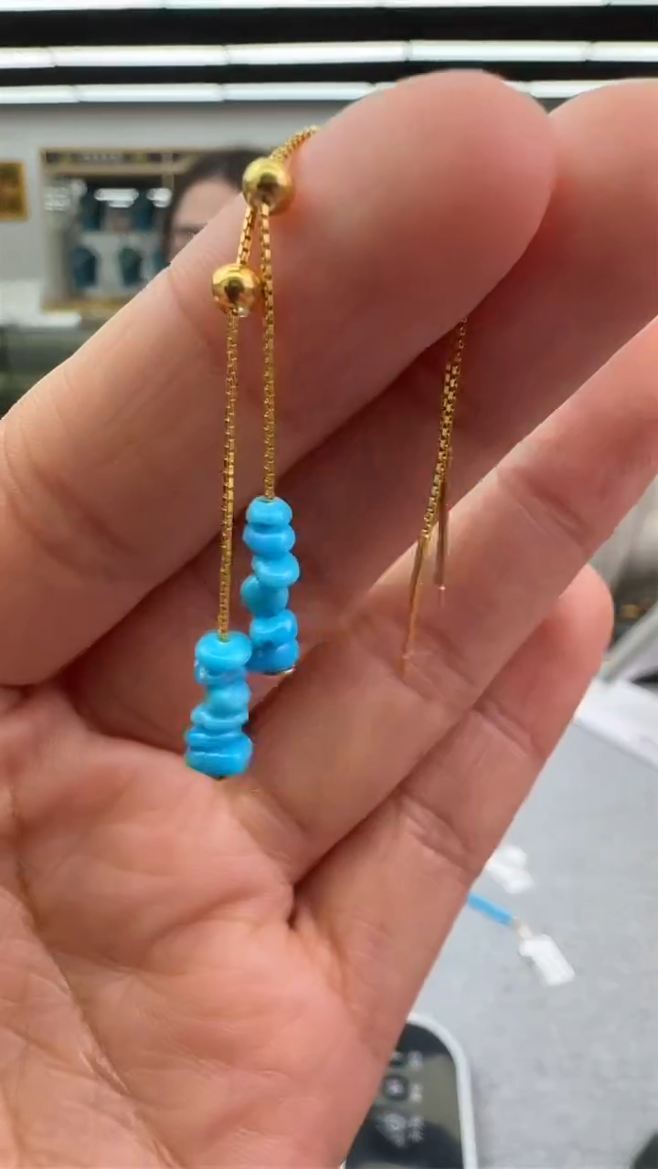 【闪购商品】绿松石耳饰银S925镶嵌75秒拍号