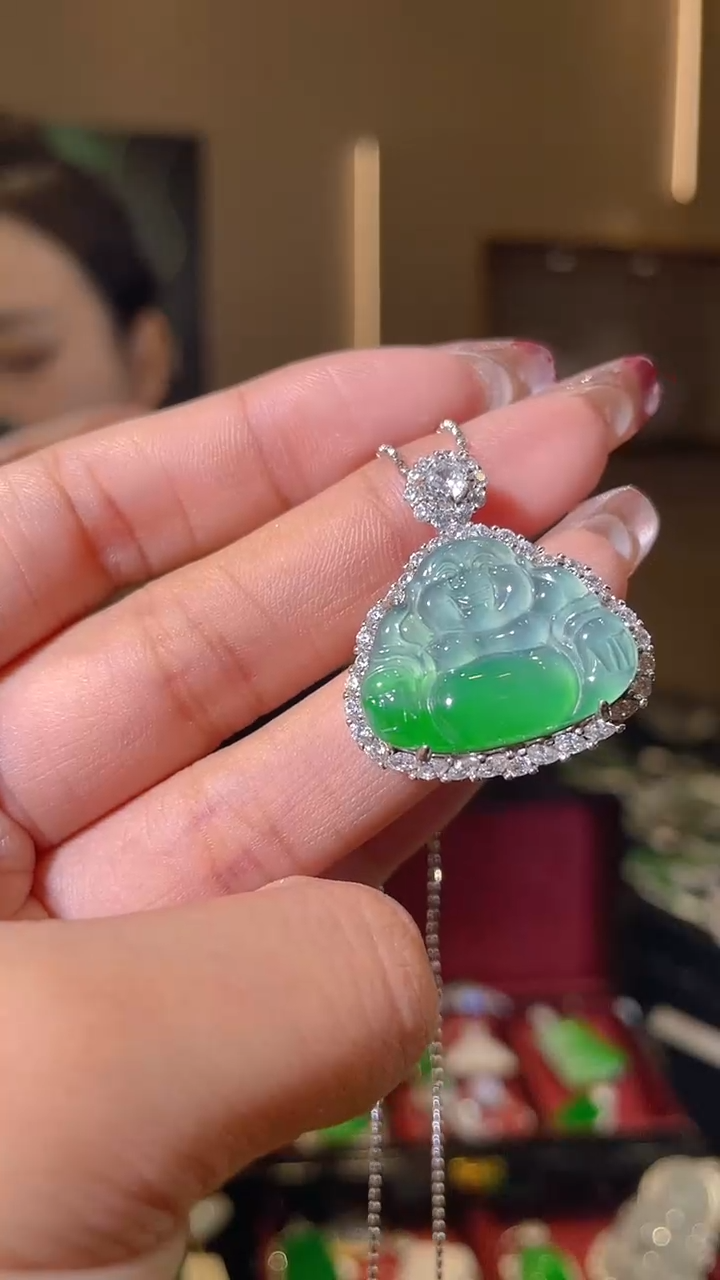 【闪购商品】翡翠吊坠(不含链)银S925镶嵌天然翡翠A货