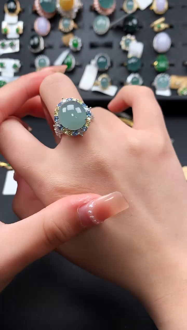 【闪购商品】翡翠戒指银S925镶嵌521141